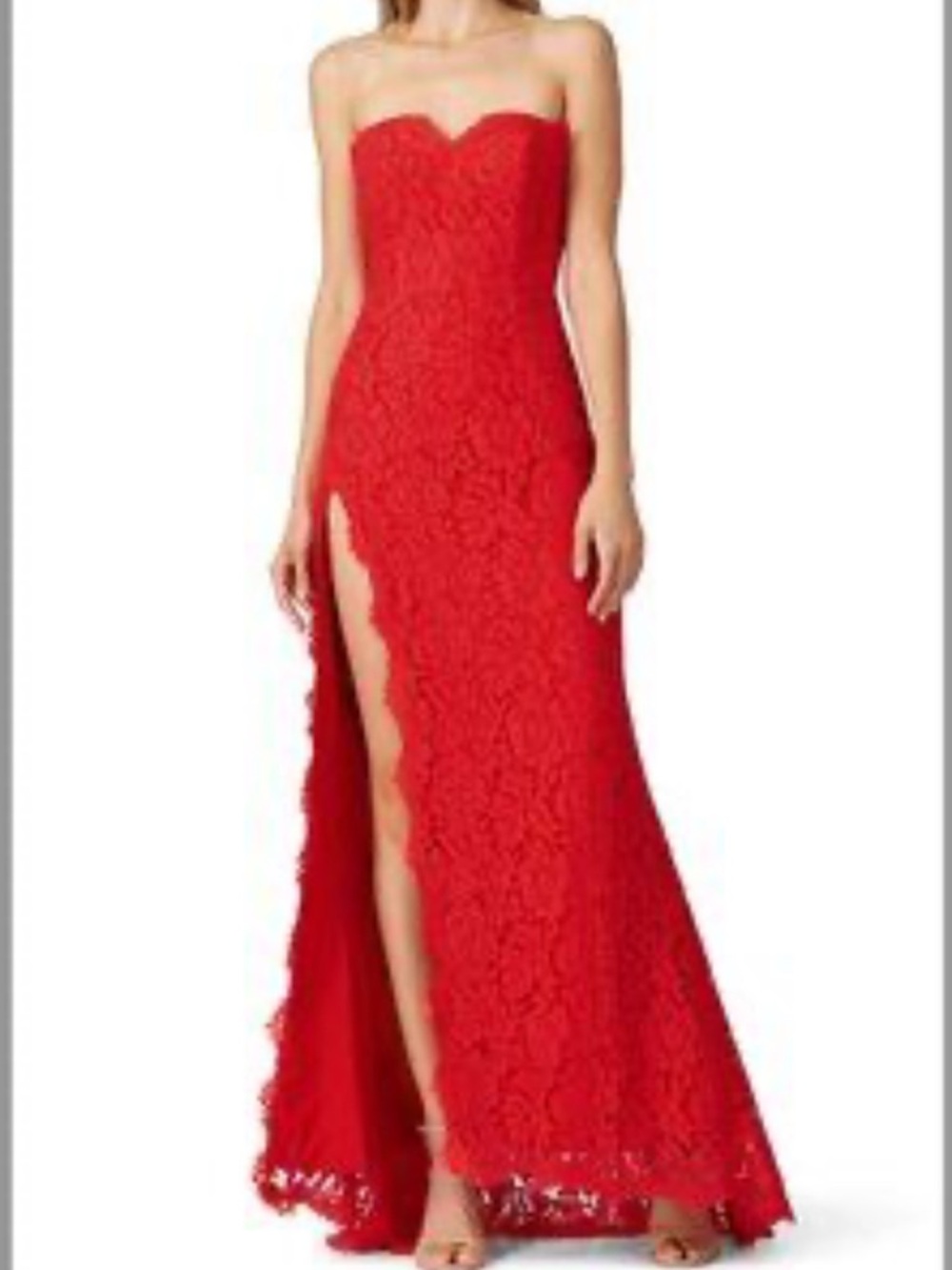 Fame & Partners Twilight Red Sleeveless Maxi Lace Gown Dress Sz 2